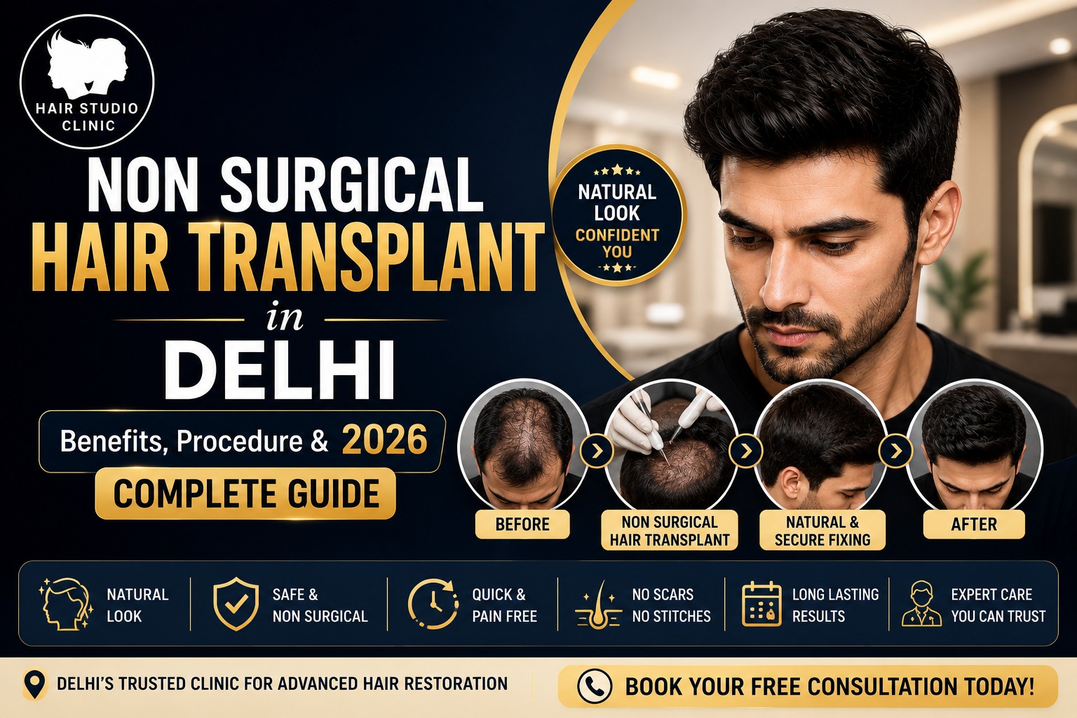 Non Surgical Hair Transplant in Delhi: Benefits, Procedure & 2026 Complete Guide Non Surgical Hair Transplant in Delhi: Benefits, Procedure & 2026 Complete Guide